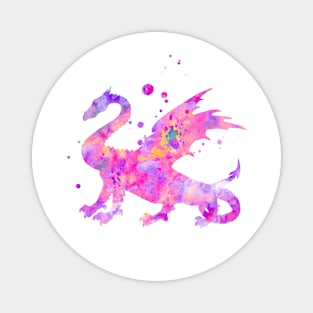 Pink Dragon Watercolor Painting Magnet